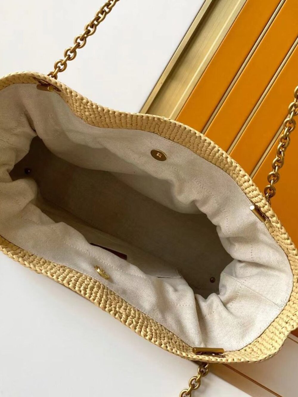 Saint Laurent Jamie Leather-Trimmed Raffia Tote Bag - Picture 8 of 9